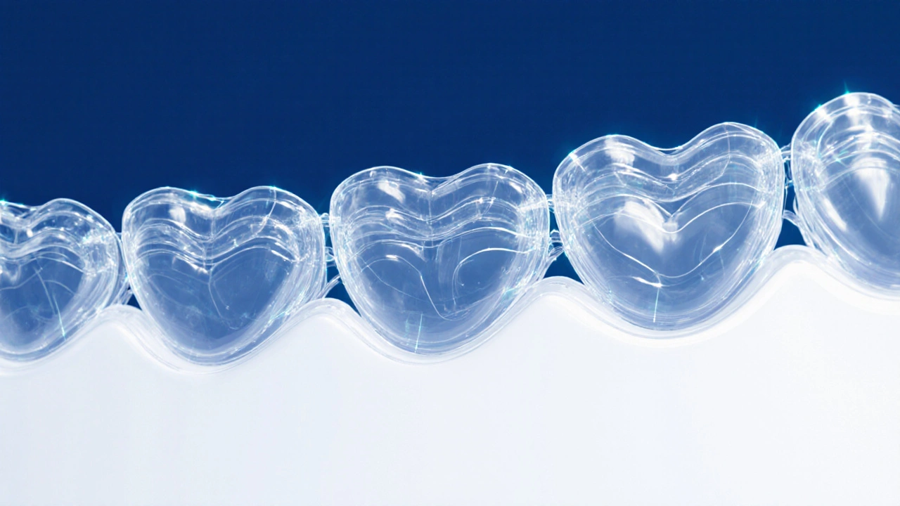 3D sken zubů postupně se přesouvacích pomocí transparentních plátek.