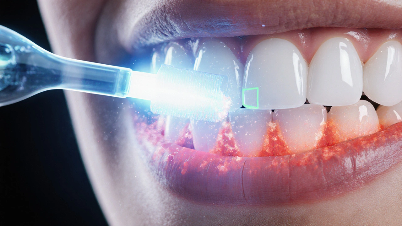 Kartáček čistí mezeru mezi zuby, rozkládá plak a obnovuje zdravé dásně.