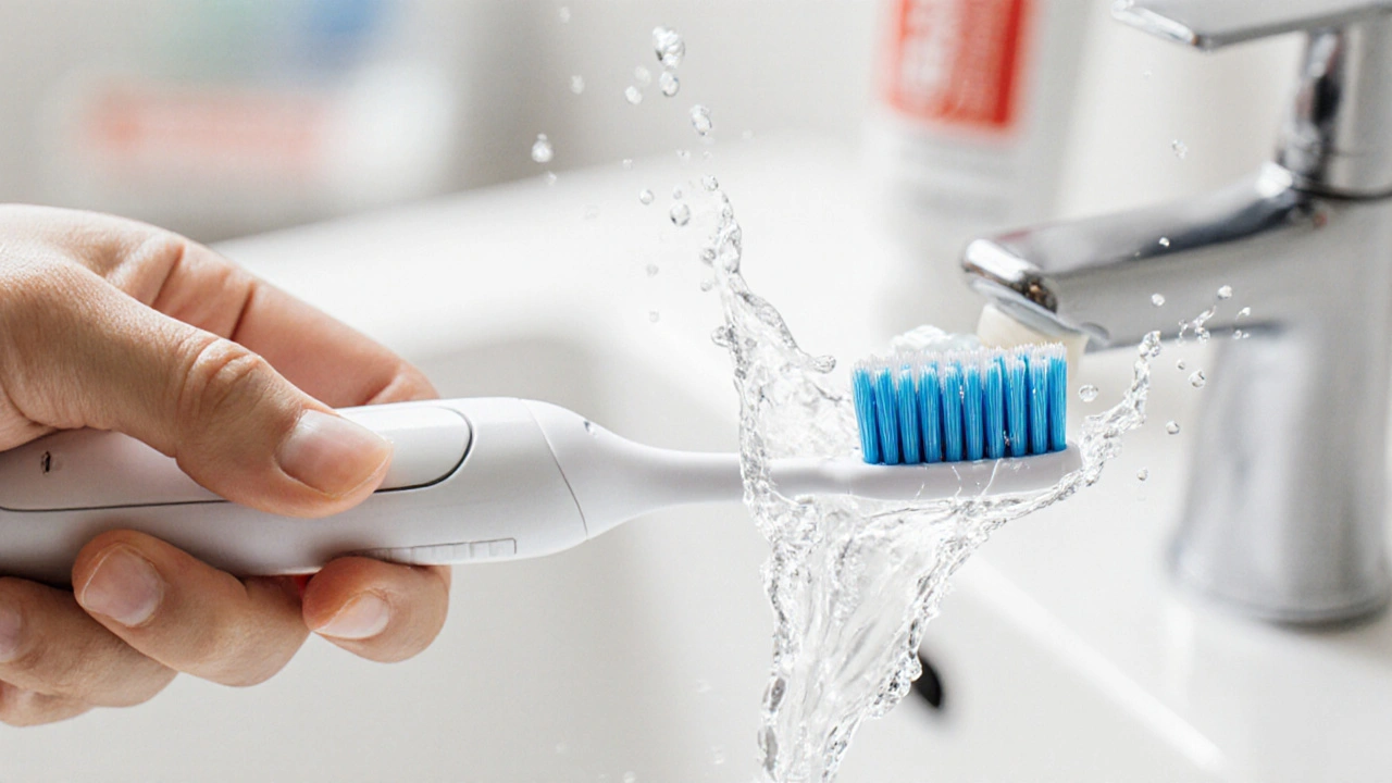 Pravidelné čištění zubů štětečkem pod úhlem 45 stupňů.