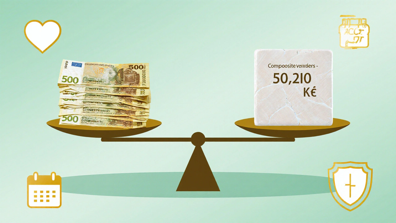 Srovnání levných a kvalitních fazet jako váhy s penězi a trvanlivostí.