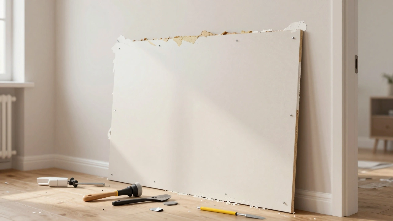 Nahrazení větší díry v zdi novým kusem sádrokartonu.