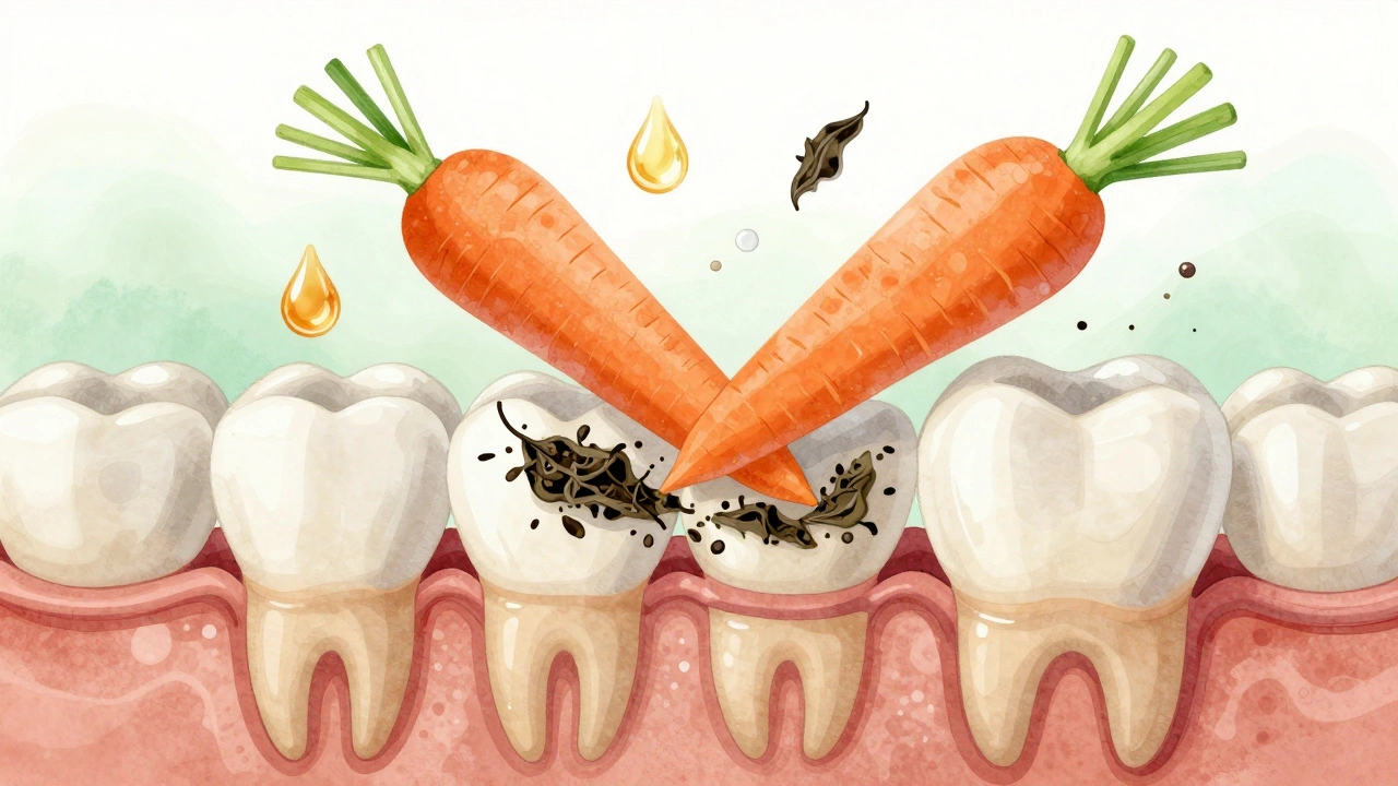 Přírodní prostředky odstraňují zubní plak na povrchu zubů.