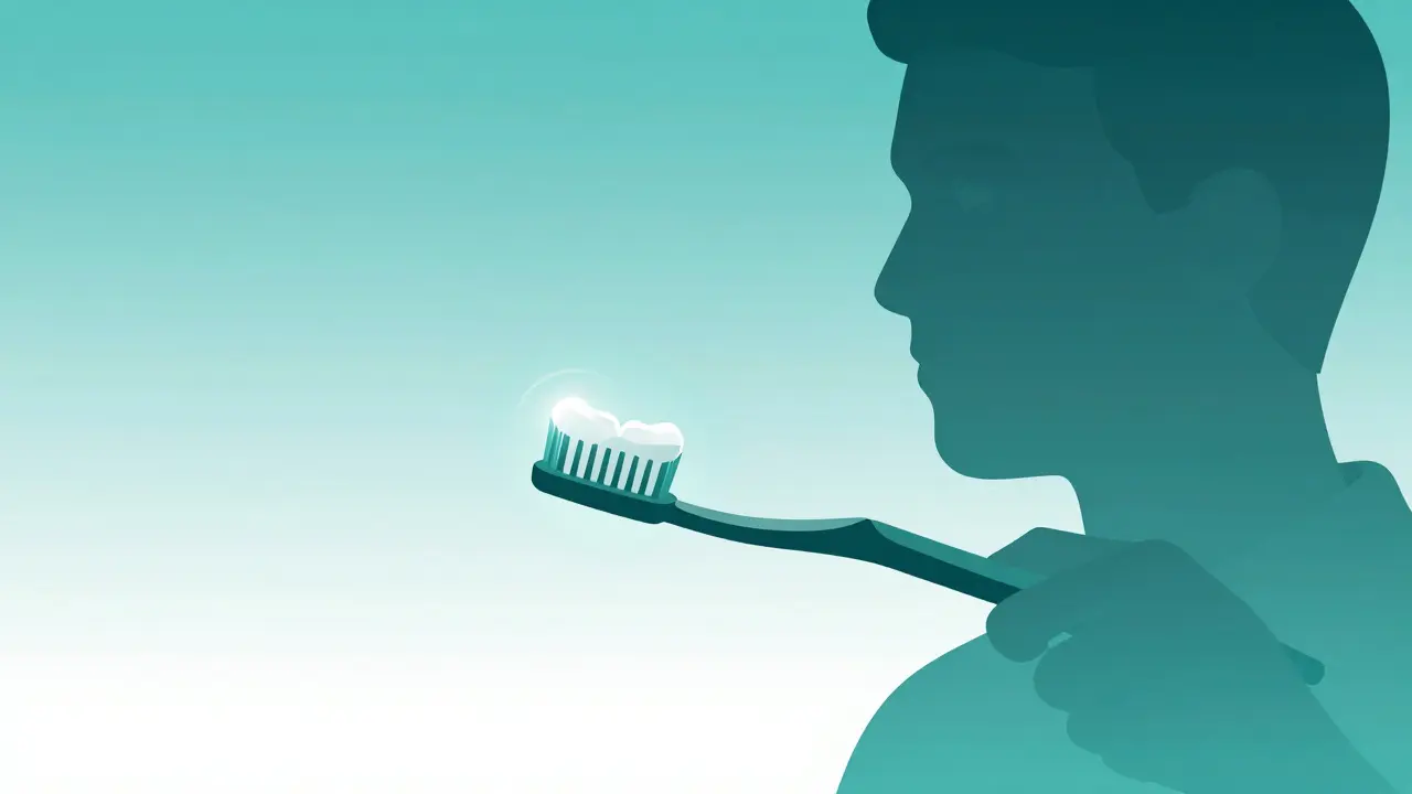 Ilustrace správného úhlu čištění zubů s rovnátky.