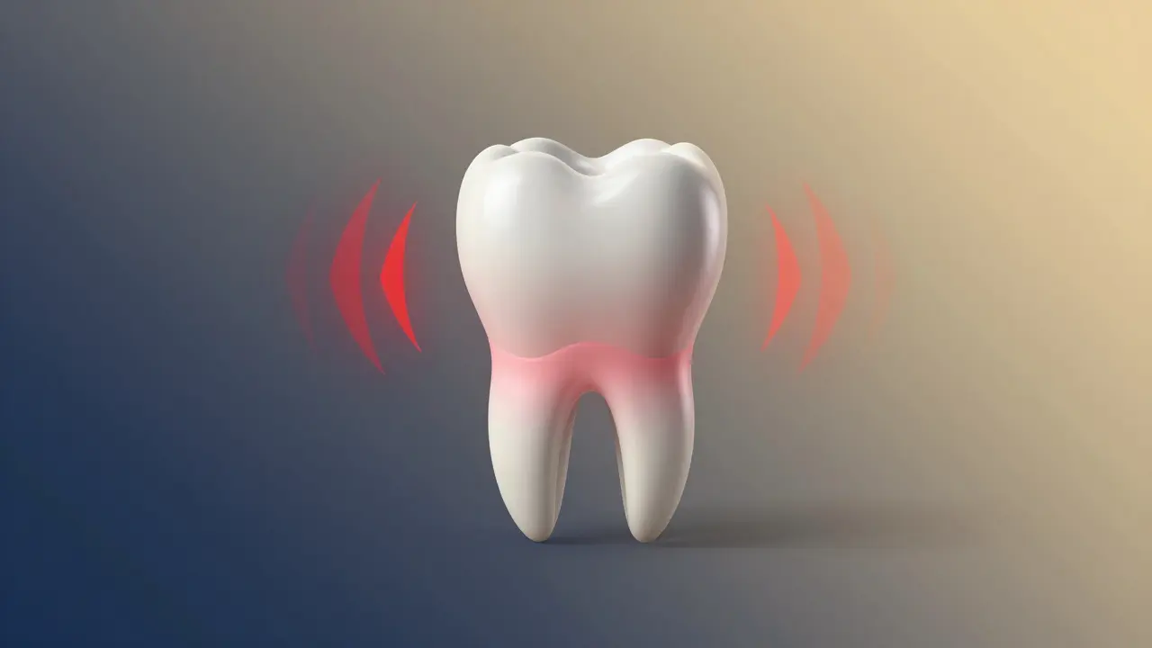 Prázdná díra po zubu, kde se postupně mění bolestivé pulzy v zdravou tkáň.