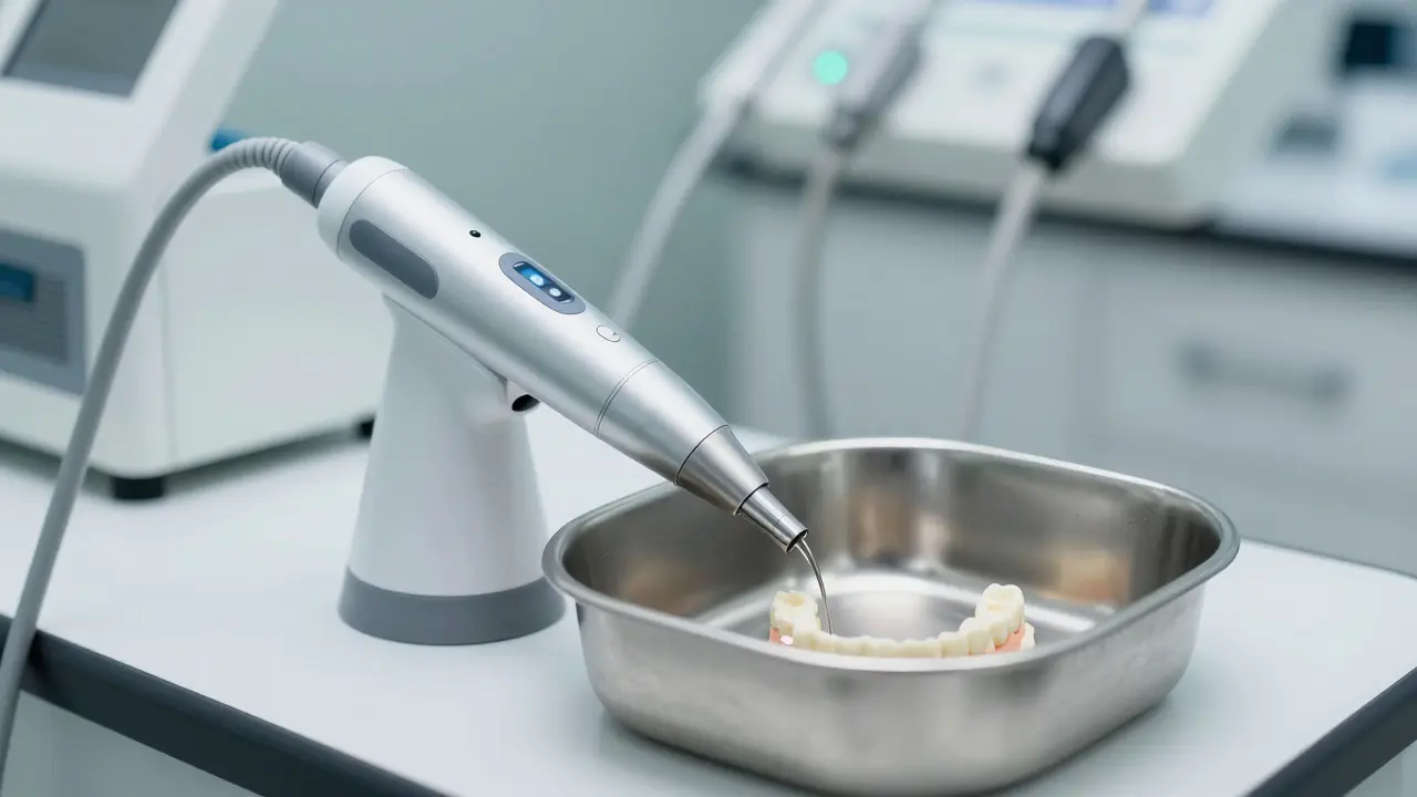 Ultrazvukový čistící přístroj v zubní lékařské laboratoři