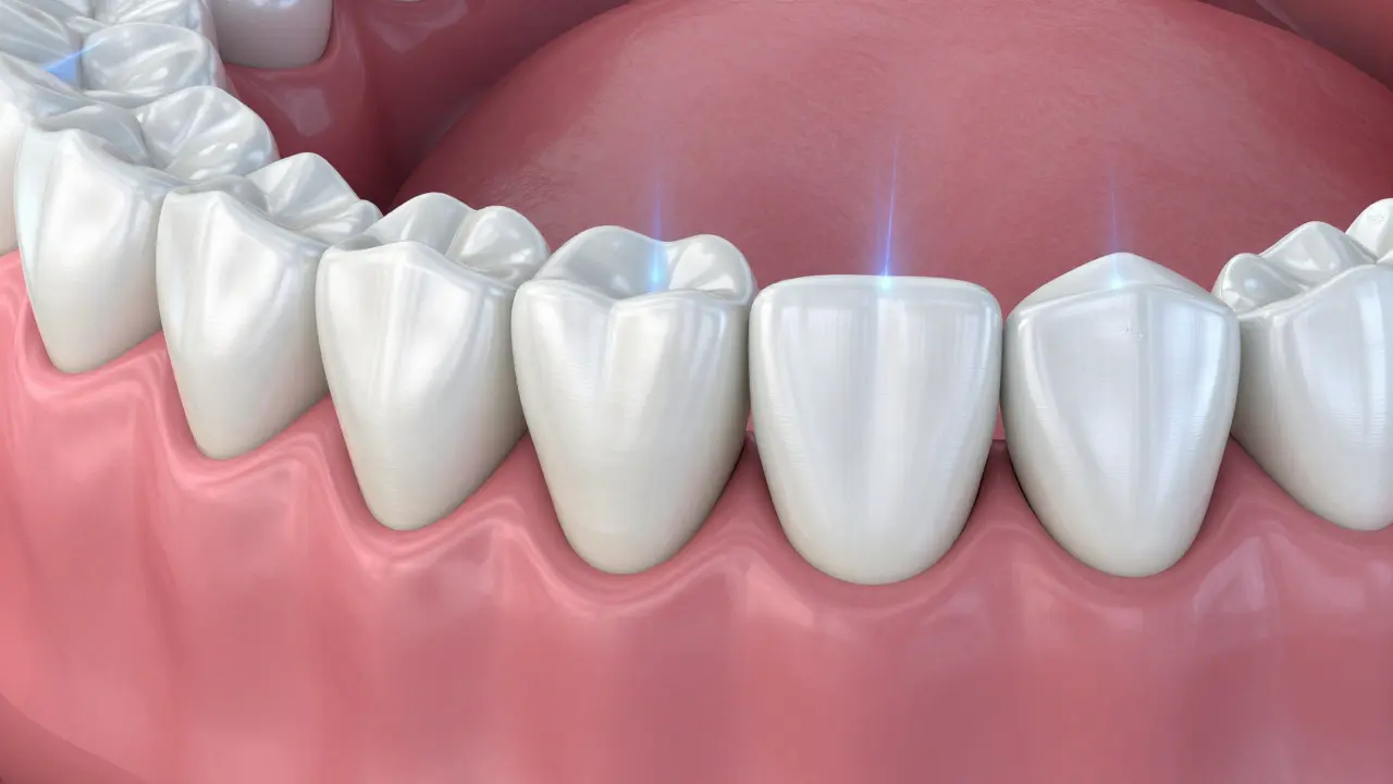 3D model zirkonové korunky na zadním zubu znázornující vysokou odolnost.