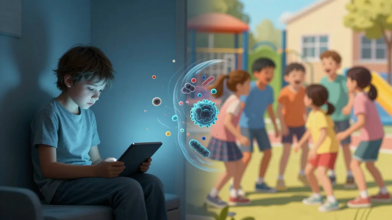 Konceptuální obraz znázornující sociální izolaci dítěte kvůli problémům s hygienou.