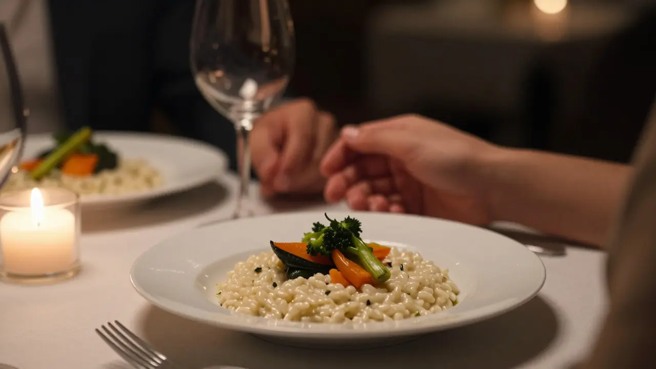 Romantická večeře s výběrem vhodného měkkého jídla.