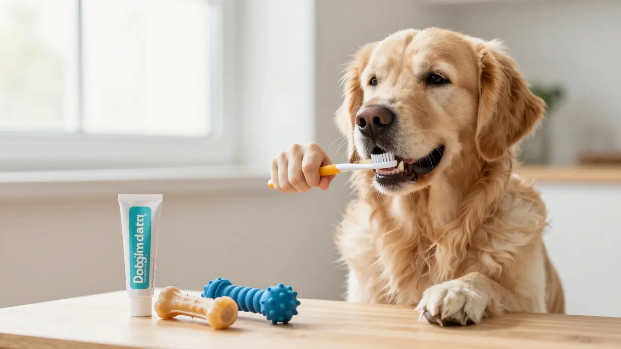 Kartáčkování zubů psa a hygienické pomůcky