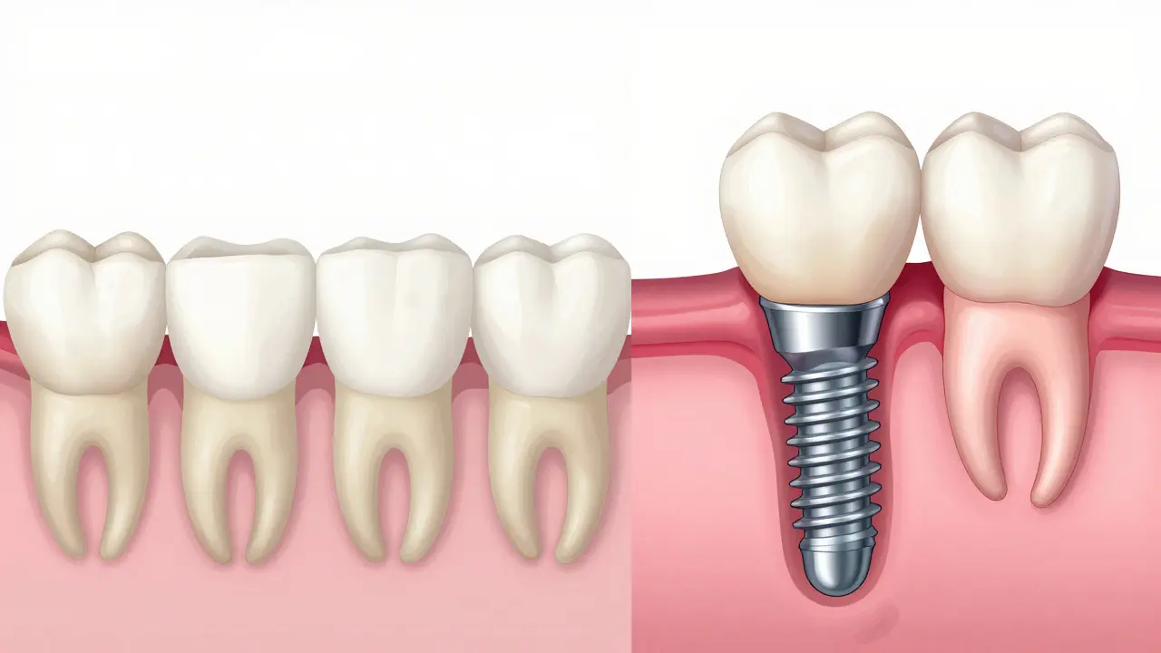 Ilustrace úbytku kosti oproti integraci implantátu