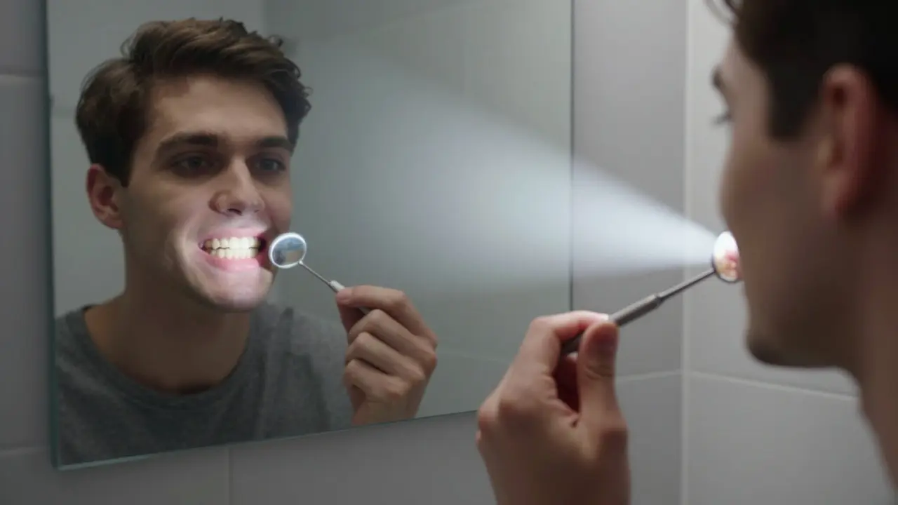 Srovnání viditelnosti zubů s a bez dentálního zrcátka