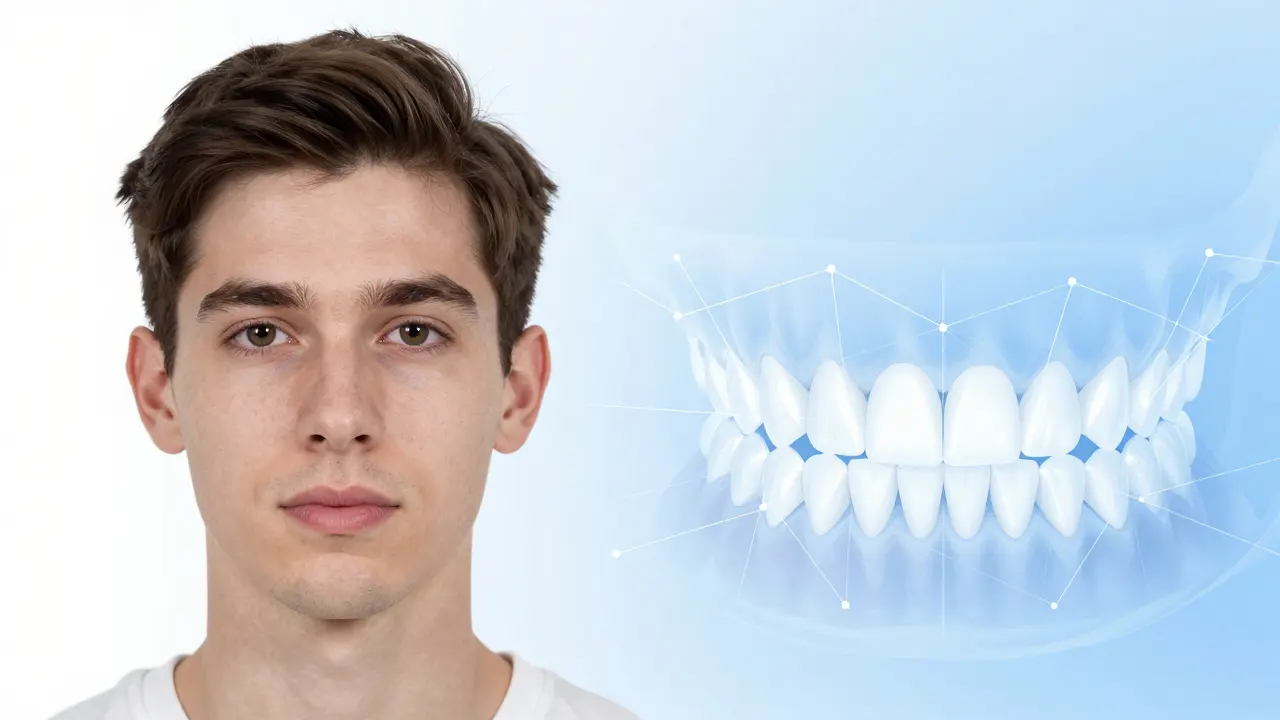 Digitální simulace úsměvu zobrazující plánovanou estetickou změnu