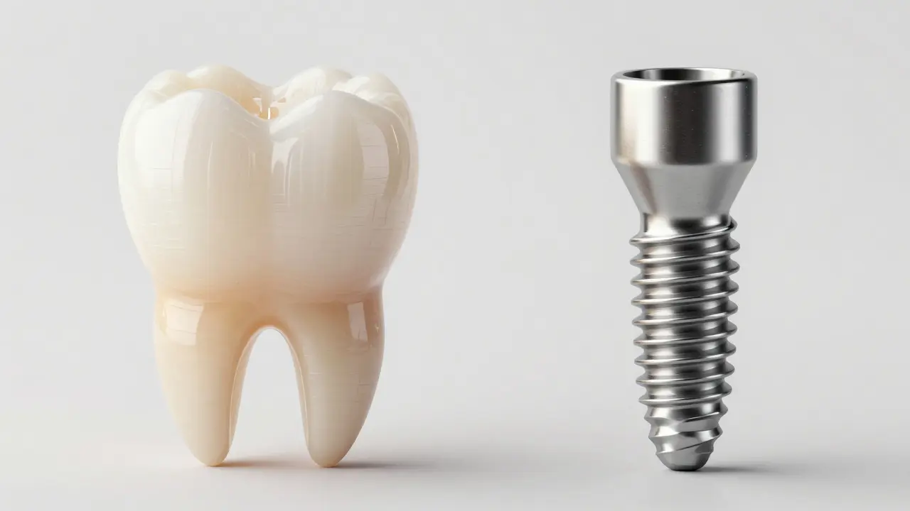 Srovnání keramické a titanové konstrukce zubního implantátu