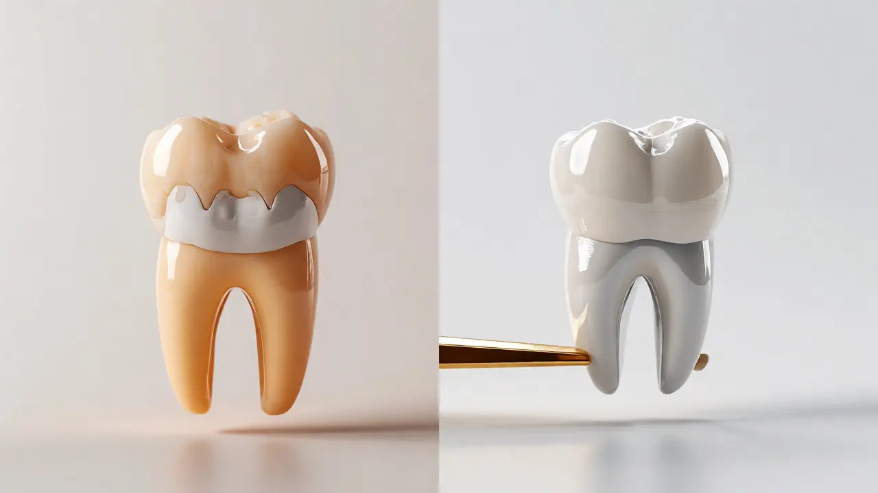 Konceptuální srovnání kompozitních a porcelánových faset